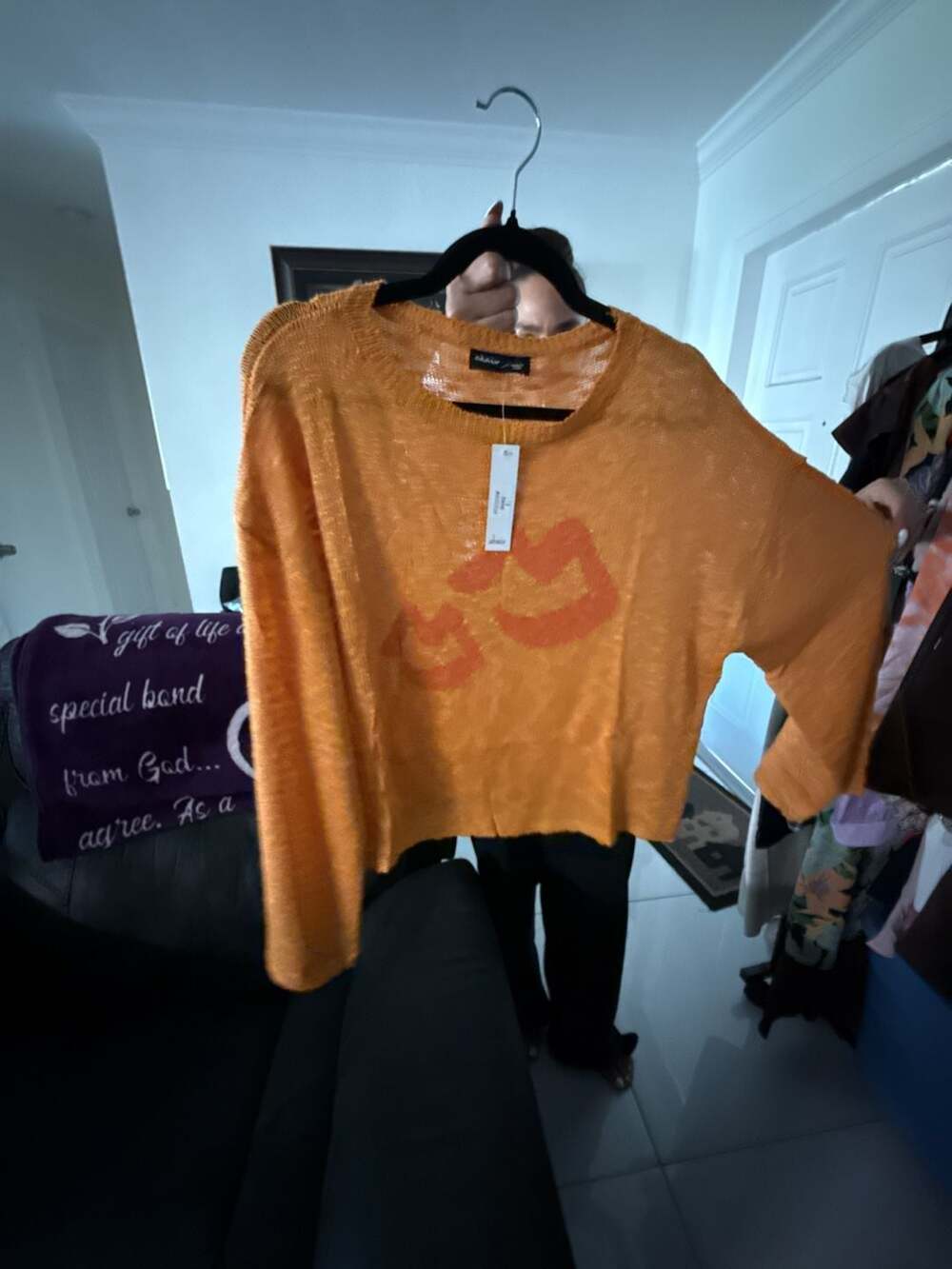 Cepo Hana Jacquard Skasia PO Orange Graphic Knit Sweater
